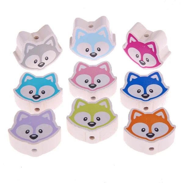 Fox Motif Bead — Kiki-Ena Natural Wood Craft Materials