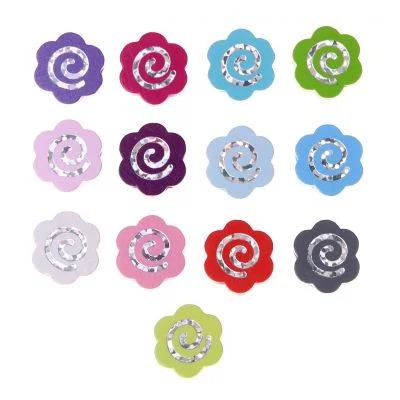 Glitter Flower Spiral Motif Bead — Kiki-Ena Natural Wood Craft Materials