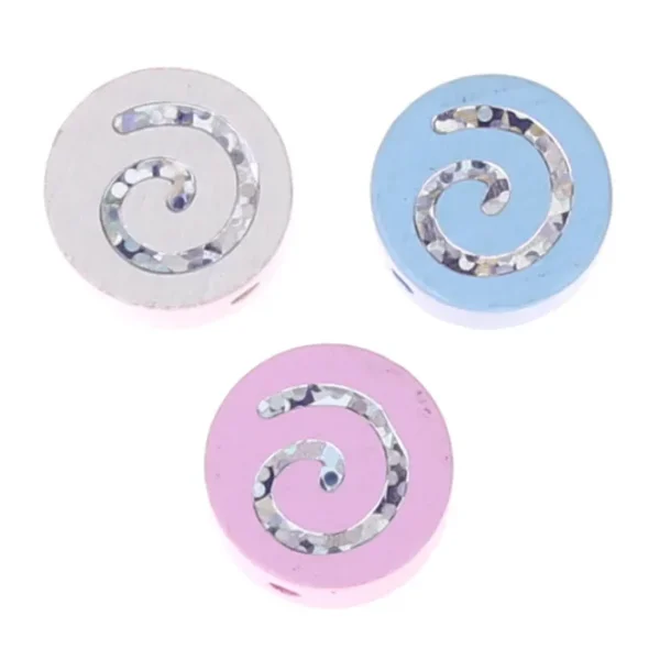 Motif Bead Glitter Spiral on Disc — Kiki-Ena Natural Wood Craft Materials