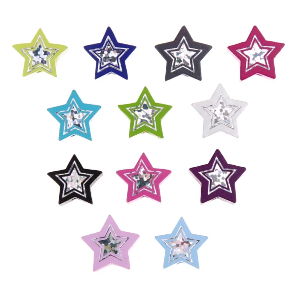 Sparkly Star Charm Bead — Kiki-Ena Craft Materials Natural Wood