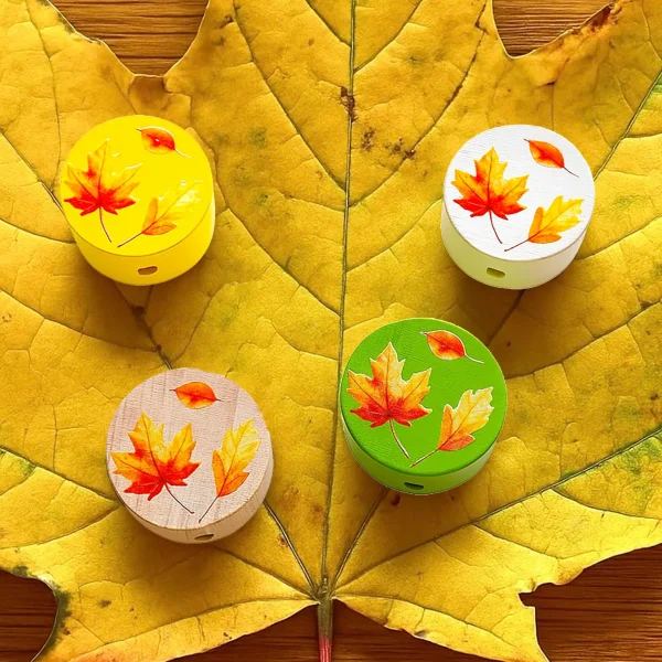 Autumn Leaves Motif Bead — Kiki-Ena Natural Wood Craft Materials