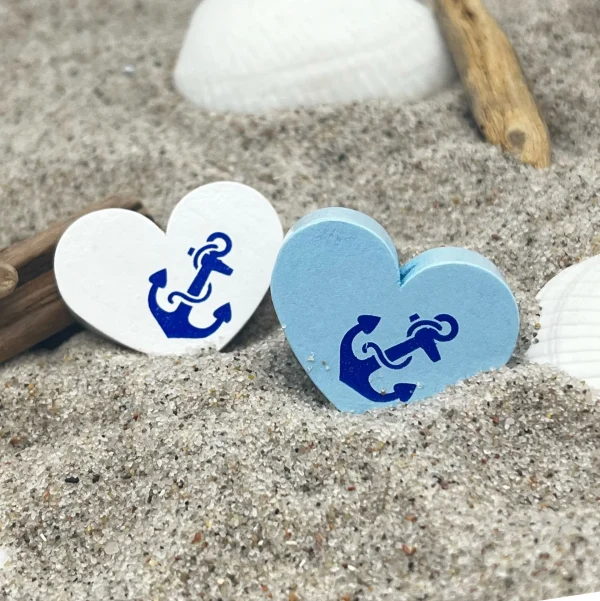 Focal Bead Heart with Anchor — Kiki-Ena Natural Wood Craft Materials