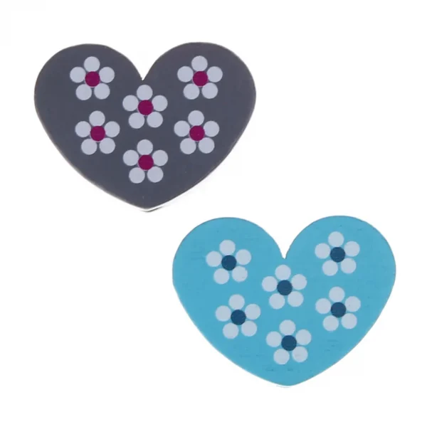 Motif Bead Heart with Little Flowers — Kiki-Ena Natural Wood Craft Materials