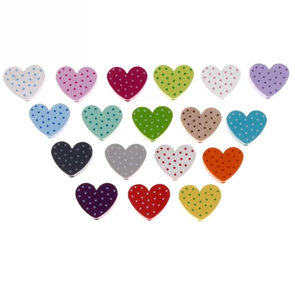 Heart motif bead with dots - SALE — Kiki-Ena Craft Materials Natural wood