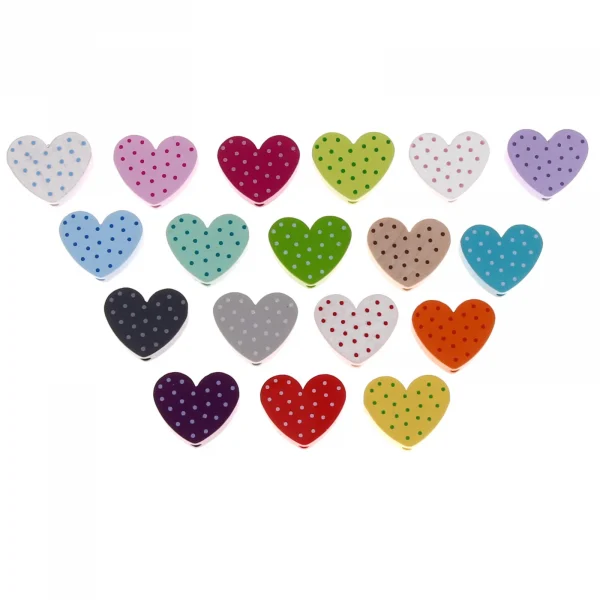 Focal Bead Heart Dotted — Kiki-Ena Natural Wood Craft Materials