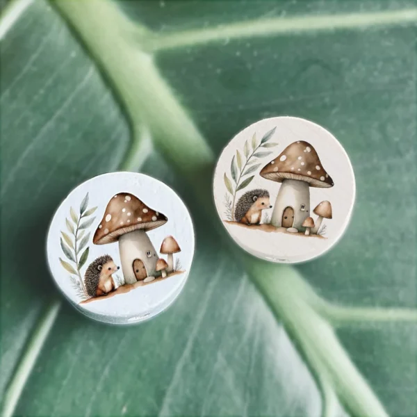 Hedgehog / Mushroom Motif Bead — Kiki-Ena Craft Materials Natural Wood