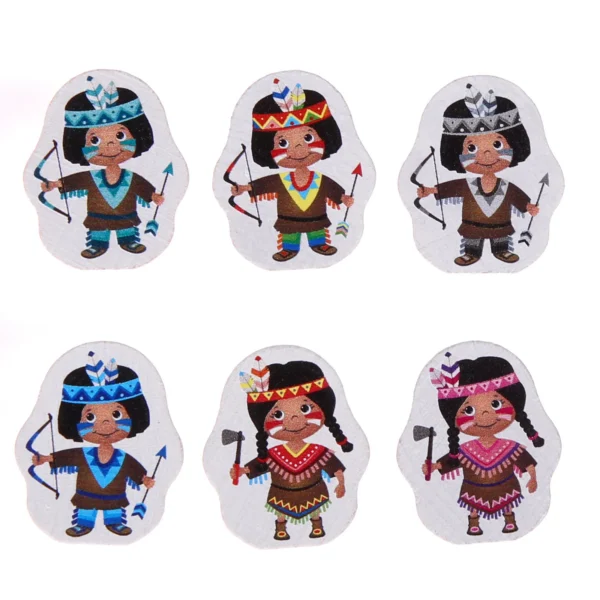 Native American Motif Bead Male & Female — Kiki-Ena Natural Wood Craft Materials