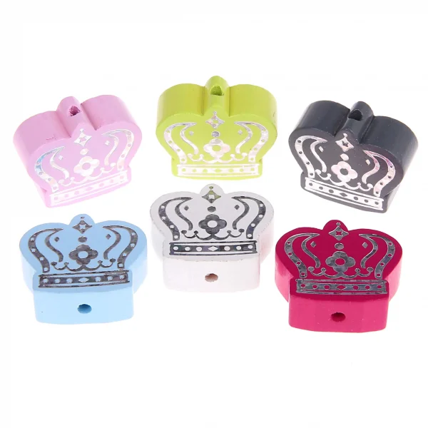 Focal Bead Royal Crown Silver Glitter — Kiki-Ena Natural Wood Craft Materials