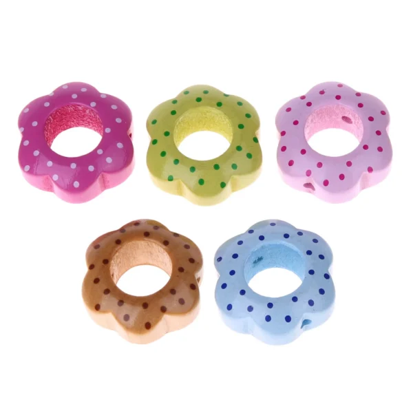 Focal Bead Perforated Flower Dots — Kiki-Ena Natural Wood Craft Materials