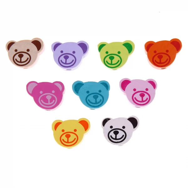 Tiny Bear Charm Bead — Kiki-Ena Craft Materials Natural Wood