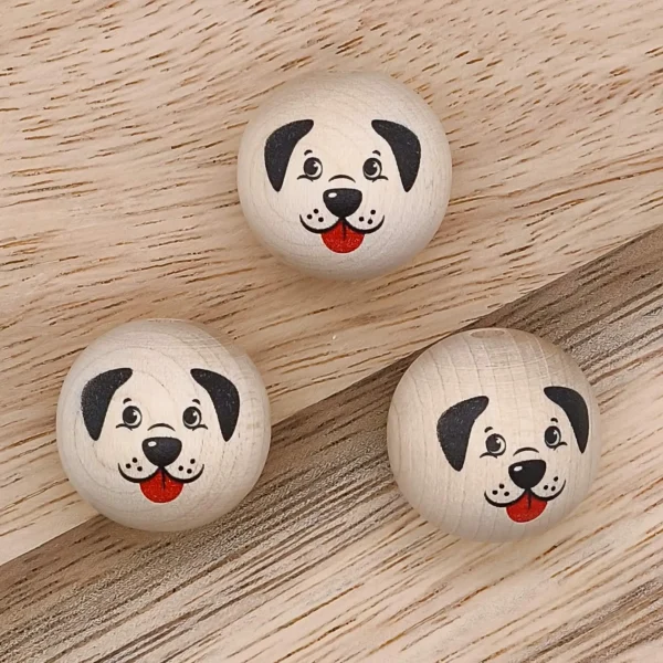 Motif Bead with Face 'Dog' — Kiki-Ena Craft Materials Natural Wood