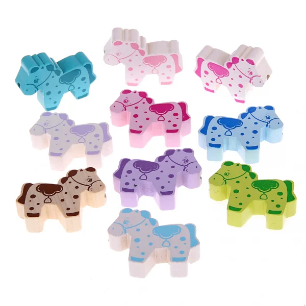 Horse Motif Bead — Kiki-Ena Craft Materials Natural Wood