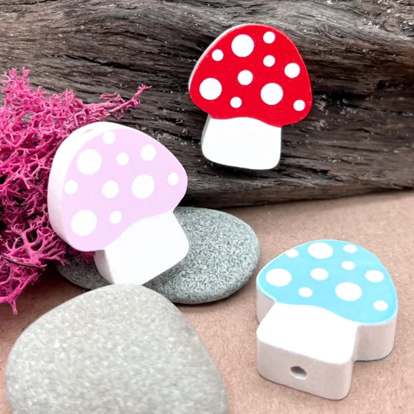 Mushroom Charm Bead — Kiki-Ena Craft Materials Natural Wood