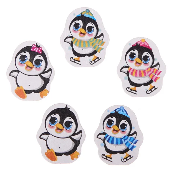 Motif Bead Penguin — Kiki-Ena Natural Wood Craft Material