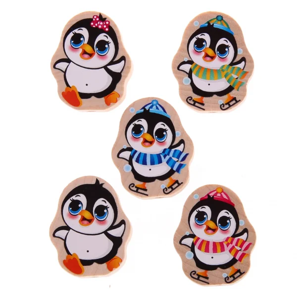 Natural penguin bead — Kiki-Ena natural wood craft supplies