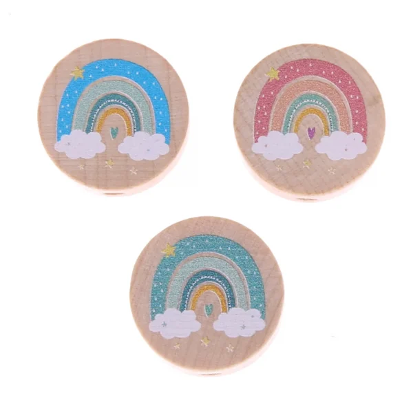 Rainbow disc bead — Kiki-Ena natural wood craft materials