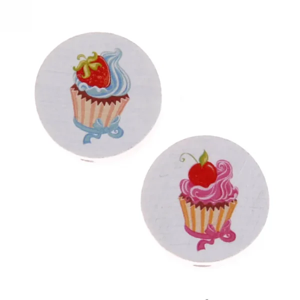Cupcake Motif Bead Disc — Kiki-Ena Natural Wood Craft Materials