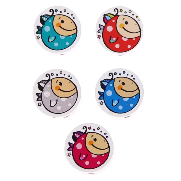 Small Fish Motif Bead Disc — Kiki-Ena Natural Wood Craft Materials