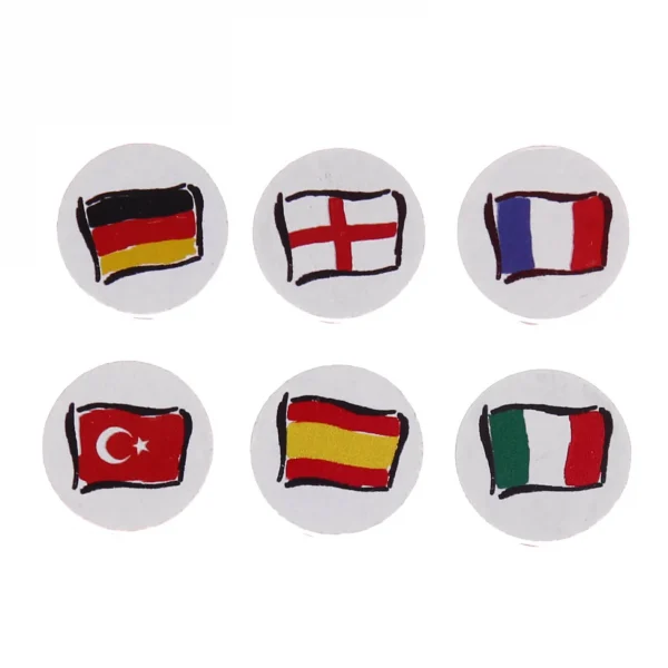 Flag motif disc bead — Kiki-Ena natural wood craft supplies