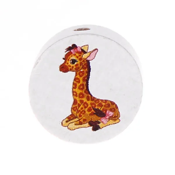 Giraffe Disc Charm Bead — Kiki-Ena Craft Materials Natural Wood
