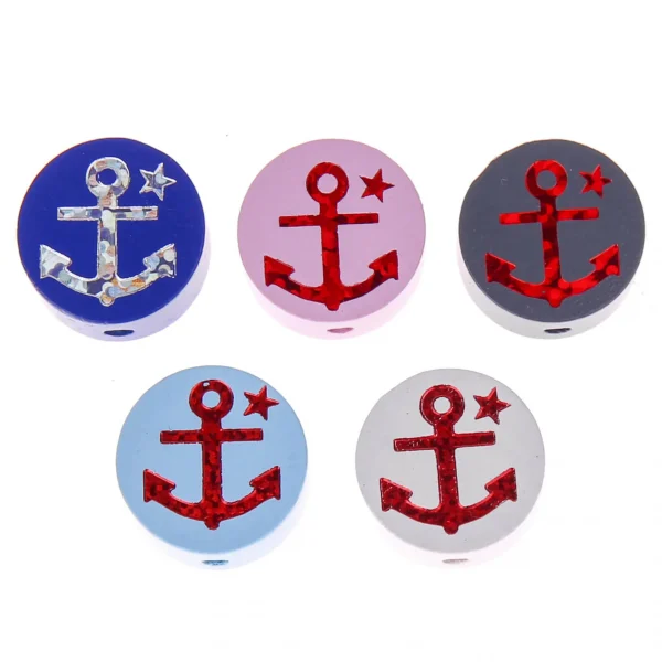 Motif Bead Disc Glitter Anchor — Kiki-Ena Natural Wood Craft Materials