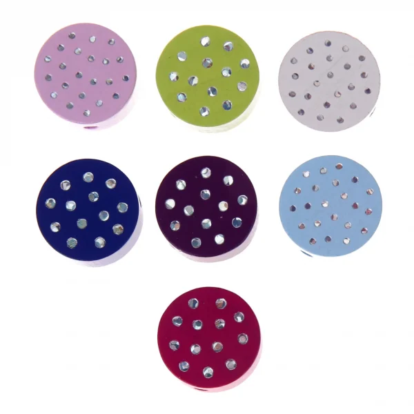Glitter dot disc bead — Kiki-Ena natural wood craft materials