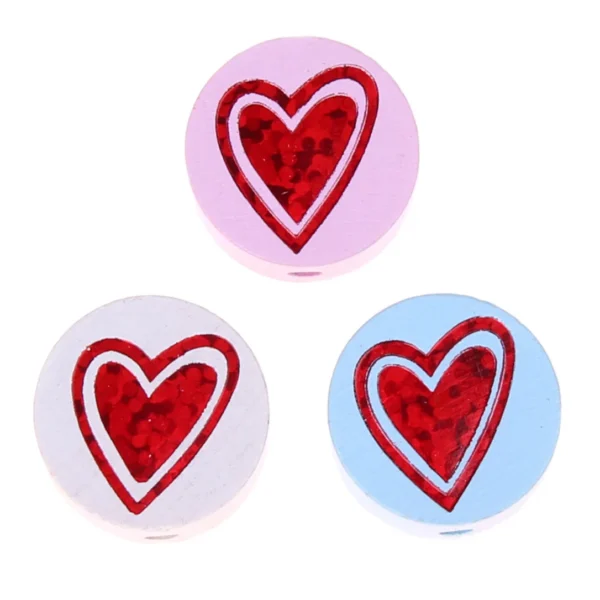 Motif Bead Disc Heart Glitter — Kiki-Ena Natural Wood Craft Materials