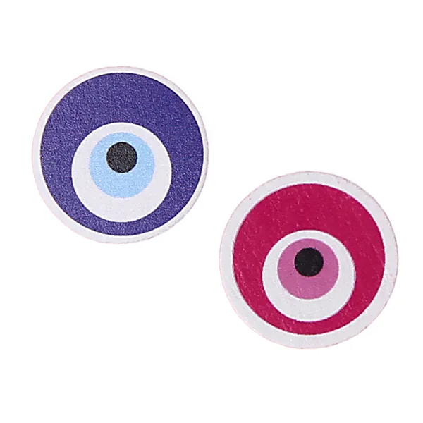 Evil Eye Disc Charm Bead — Kiki-Ena Craft Materials Natural Wood