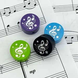 Treble Clef Glitter Motif Bead Disc — Kiki-Ena Natural Wood Craft Materials