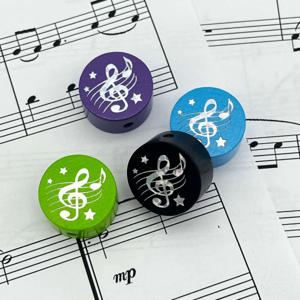 Treble Clef Glitter Motif Bead Disc — Kiki-Ena Natural Wood Craft Materials