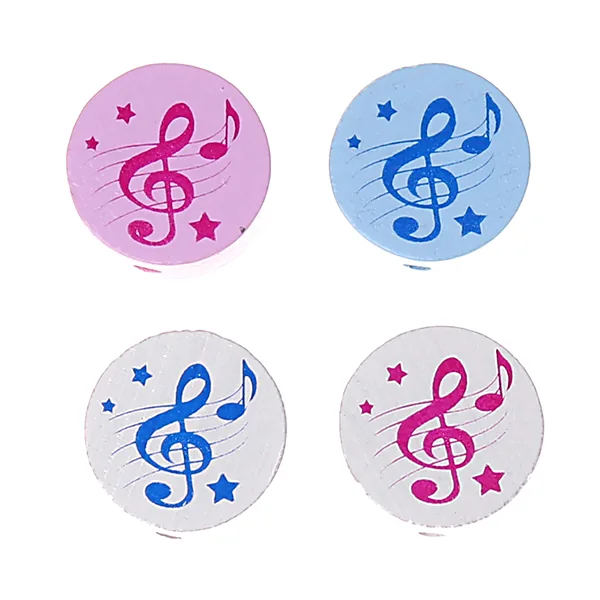 Treble Clef Disc Charm Bead — Kiki-Ena Craft Materials Natural Wood