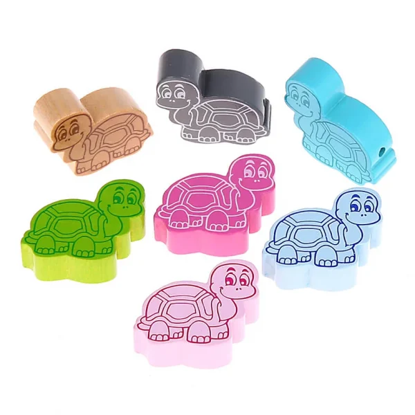 Turtle Motif Bead • 10 Pieces — Kiki-Ena Craft Materials Natural Wood
