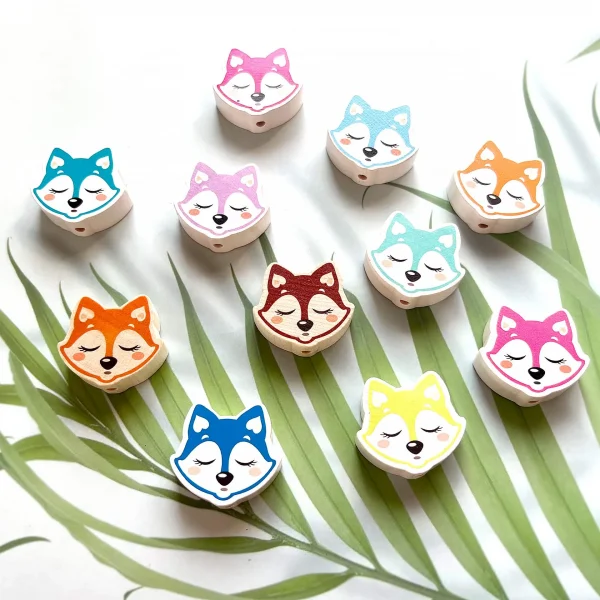 Motif Bead Sleeping Fox — Kiki-Ena Craft Materials Natural Wood
