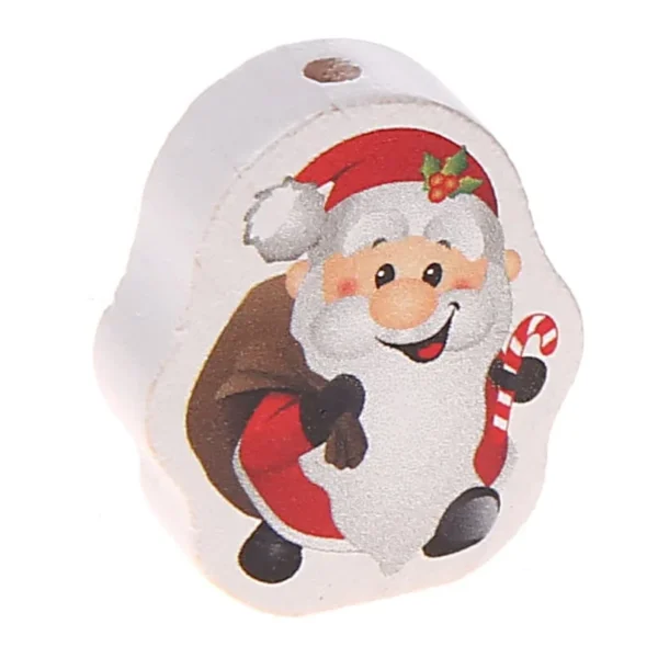 Father Christmas Motif Bead — Kiki-Ena Craft Material Natural Wood