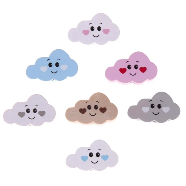 Cloud Face Motif Bead — Kiki-Ena Natural Wood Craft Materials