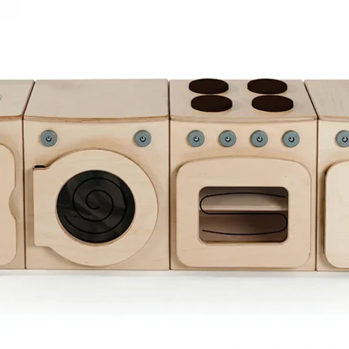 Natural Kitchen Set, 4-Piece – Cooker, Fridge, Washing Machine, Sink (H400mm) — Millhouse Educational Toys School