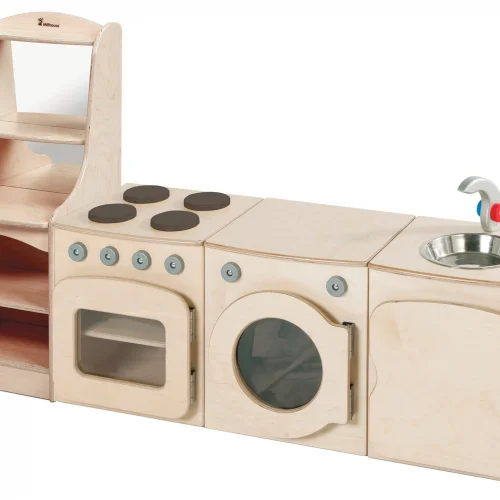 Natural Kitchen Set, 4-Piece – Cooker, Sink, Washing Machine, Storage Cupboard (H400mm) — Millhouse Educational Toys School