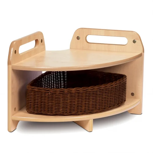 Low 90° Corner Unit with 1 Basket — Millhouse Learning Toys School