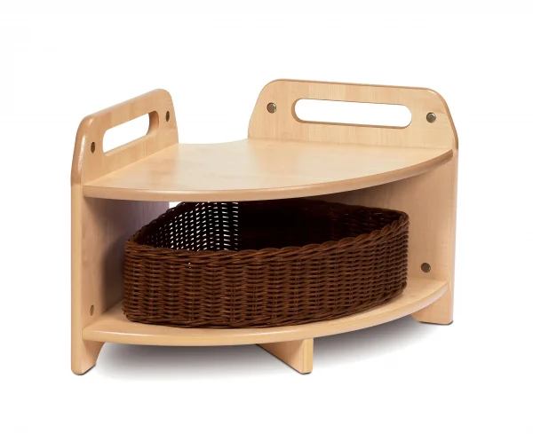 Low 90° Corner Unit with 1 Basket — Millhouse Learning Toys School