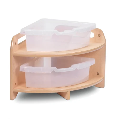 Low 90° Corner Unit with 2 Clear Trays — Millhouse Learning Toys School