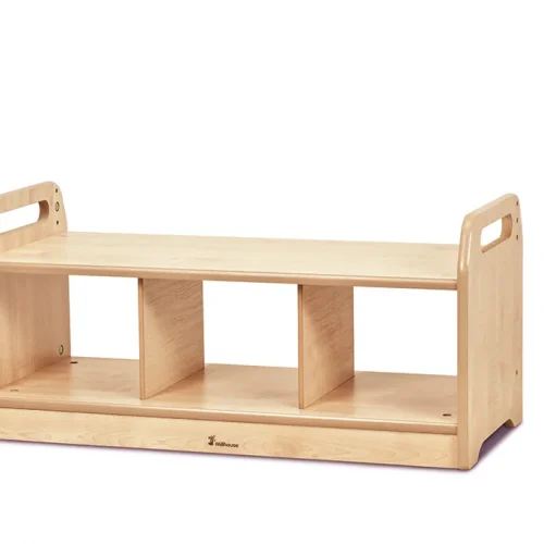 Low-level shelf bench (empty) — Millhouse Educational Play School