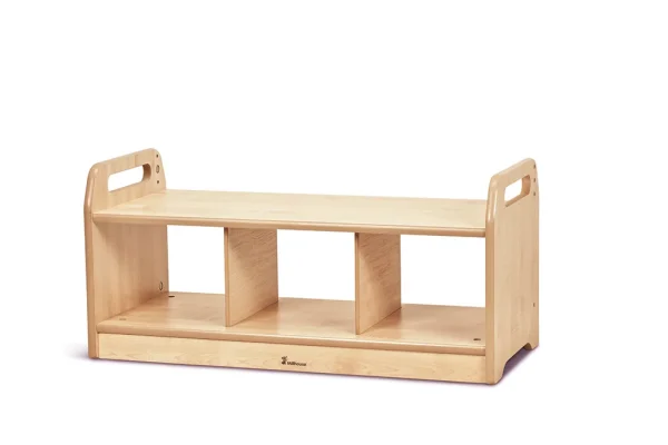 Low-level shelf bench (empty) — Millhouse Educational Play School