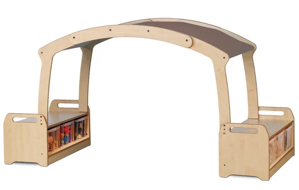 Low Den Play Box with 6 Transparent Trays – Taupe Roof — Millhouse Lernspielzeug Schule