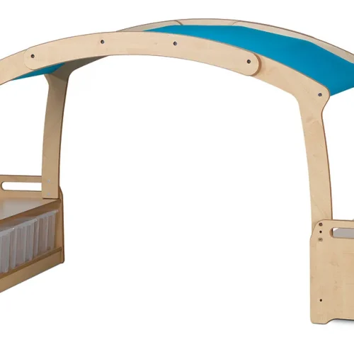 Low Den Set with 6 Transparent Trays – Blue Roof — Millhouse Lernspielzeug Schule