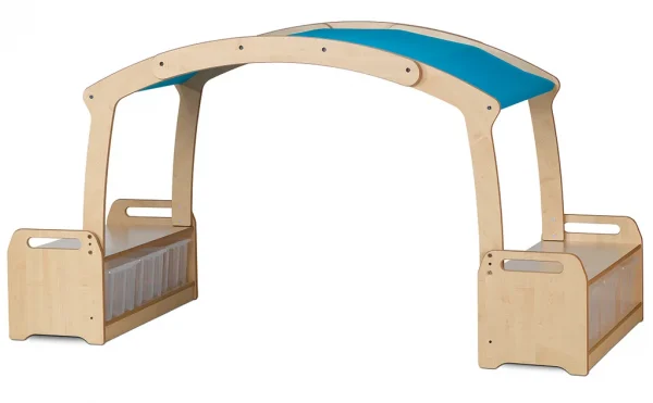Low Den Set with 6 Transparent Trays – Blue Roof — Millhouse Lernspielzeug Schule