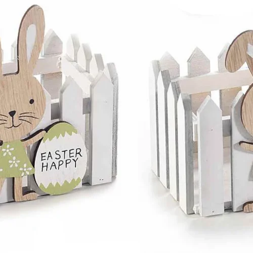 Easter Basket Rabbit white - 2 Pieces — Kiki-Ena Natural Wood Craft Materials