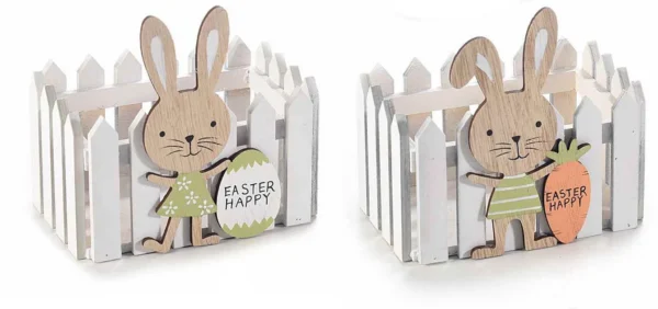 Easter Basket Rabbit white - 2 Pieces — Kiki-Ena Natural Wood Craft Materials
