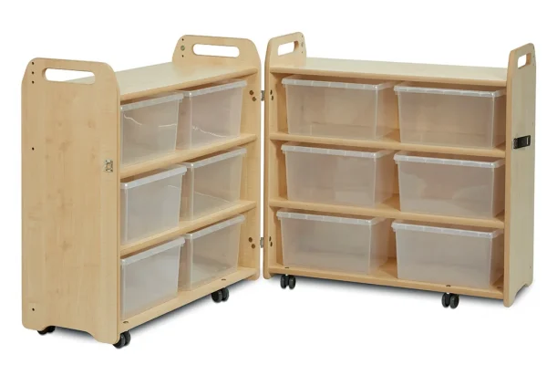 Collapsible storage unit with 12 transparent boxes — Millhouse learning toys school