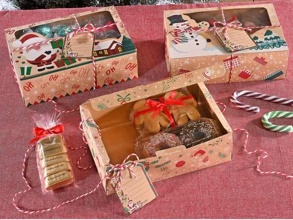 Paper Gift Box with Window Christmas — Kiki-Ena Craft Materials Natural Wood