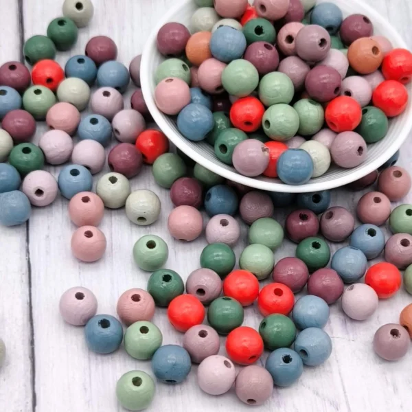 Pastel Wooden Beads 10mm • 50 Pieces — Kiki-Ena Craft Materials Natural Wood